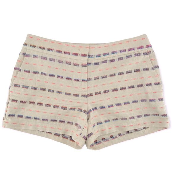 LOFT Pants - LOFT Riviera Women’s Textured Striped Embroidered Cotton Chino Shorts Size 4